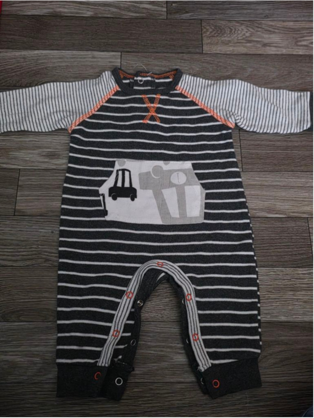 Baby‎ Rene Rofe Striped Bodysuit 0-3 Months Gray Orange